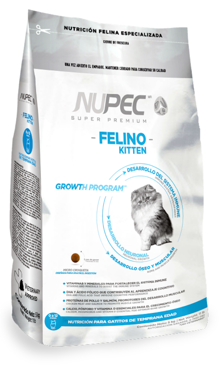 Alimento Nupec Nutrición Felina Especializada Kitten para gato de temprana edad sabor pollo y salmon y arroz